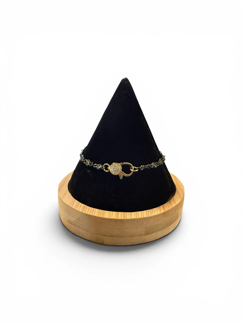 New Freida Rothman Gold Plated Black Crystal Toggle Bracelet -Double Sided Clap